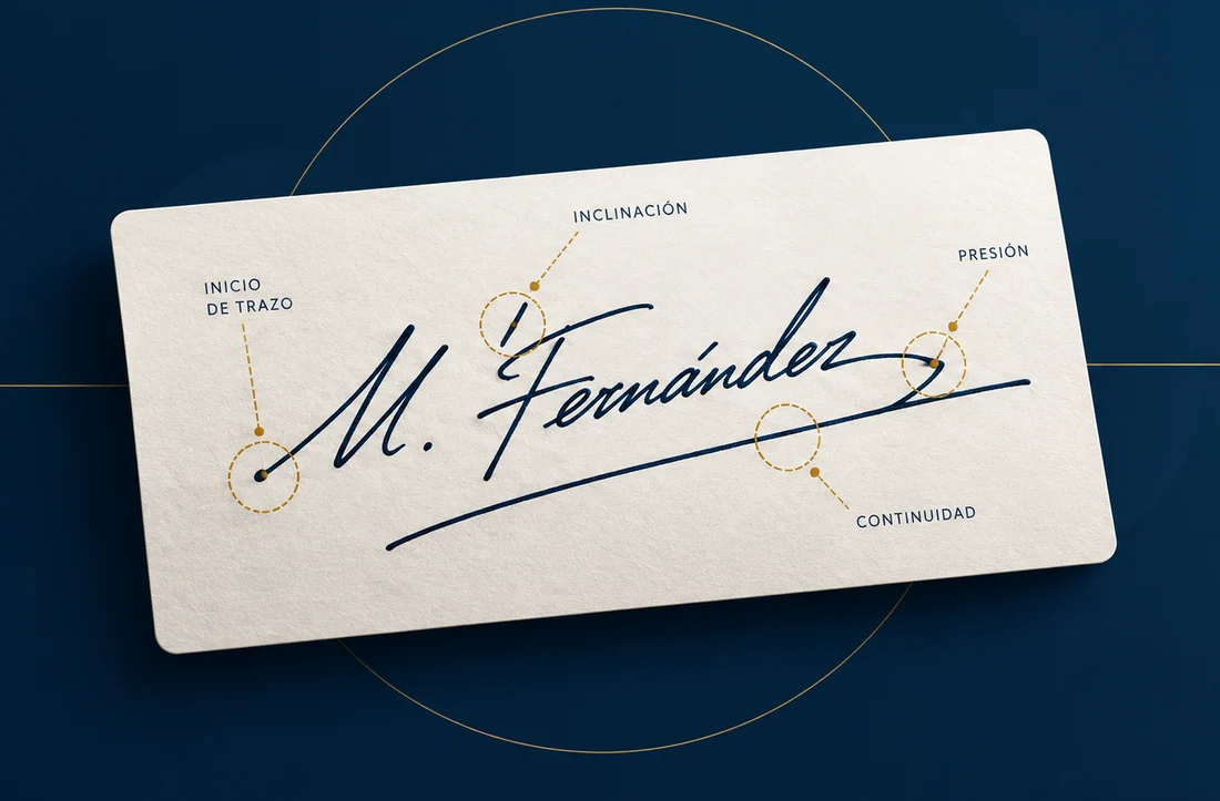 Firma manuscrita presentada como ejemplo visual de análisis pericial
